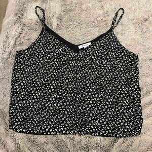 Madewell black w flowers blouse top XL
